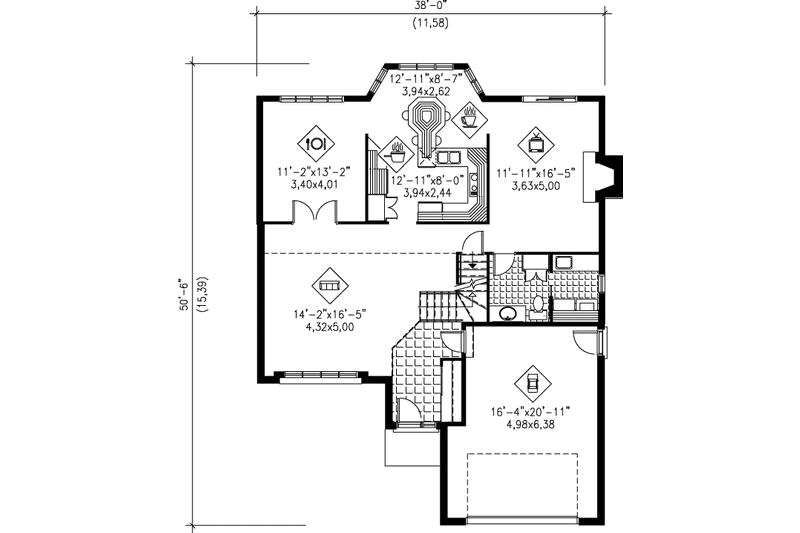 Architectural House Design - Floor Plan - Main Floor for Traditional House Plan #25-2111 - 3 bed, 2.5 bath