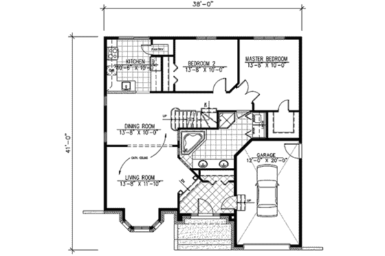 Floor Plan - Main Floor for European House Plan #138-275 - 2 bed, 1 bath
