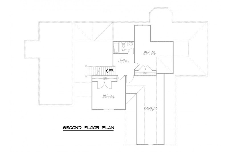 Architectural House Design - Floor Plan - Upper Floor for European House Plan #1064-2 - 3 bed, 2.5 bath