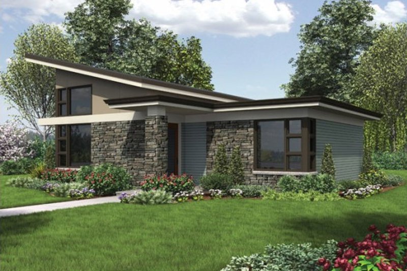 House Blueprint - Modern Exterior - Front Elevation Plan #48-474