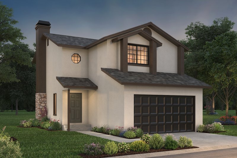 Home Plan - Exterior - Front Elevation 4 for Adobe / Southwestern House Plan #1-1069 - 3 bed, 2.5 bath