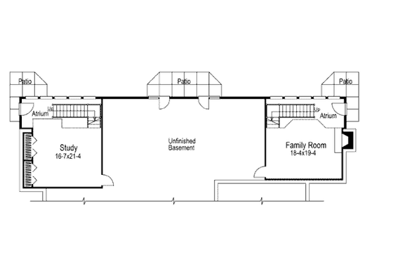 Floor Plan - Lower Floor for European House Plan #57-272 - 3 bed, 2.5 bath
