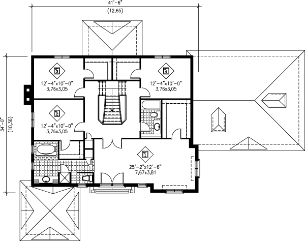 European Floor Plan - Upper Floor Plan #25-224
