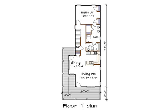 Floor Plan - Main Floor for Farmhouse House Plan #79-270 - 3 bed, 2 bath