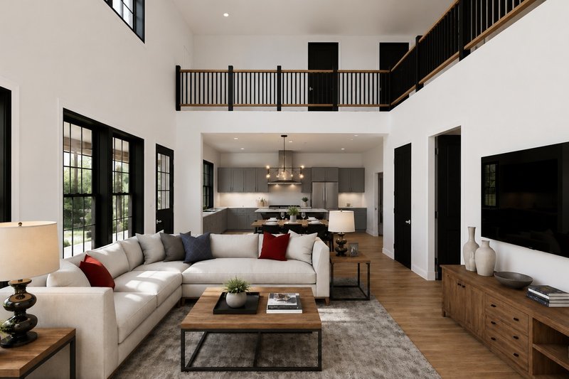House Blueprint - Interior - Family Room 1 for Barndominium House Plan #1064-493 - 3 bed, 2.5 bath