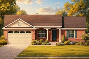 Architectural House Design - Ranch Exterior - Front Elevation Plan #80-102