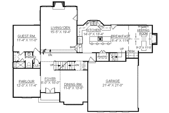 Floor Plan - Main Floor for European House Plan #119-110 - 4 bed, 3 bath