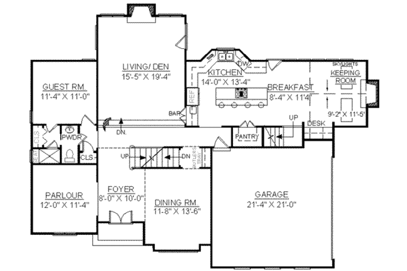 Home Plan - Floor Plan - Main Floor for European House Plan #119-110 - 4 bed, 3 bath
