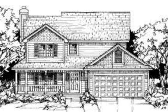 Exterior - Front Elevation for Country House Plan #334-101 - 3 bed, 2.5 bath