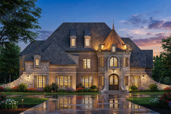 Exterior - Front Elevation 4 for European House Plan #119-359 - 4 bed, 4.5 bath