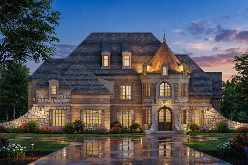 House Blueprint - Exterior - Front Elevation 4 for European House Plan #119-359 - 4 bed, 4.5 bath