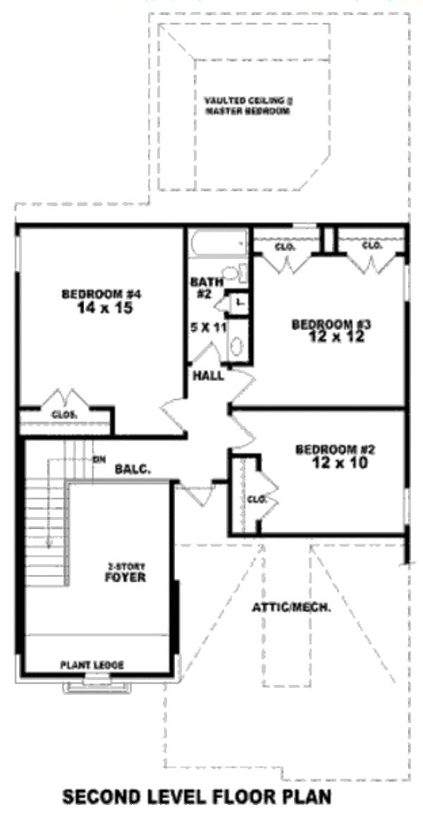 Traditional Floor Plan - Upper Floor Plan #81-13631