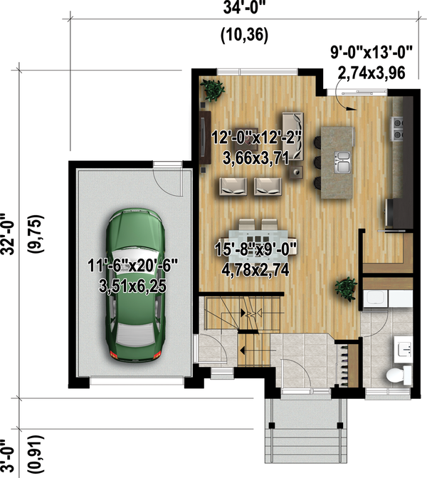 Contemporary Floor Plan - Main Floor Plan #25-4347