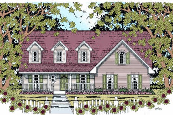 Exterior - Front Elevation for Country House Plan #42-347 - 3 bed, 2.5 bath