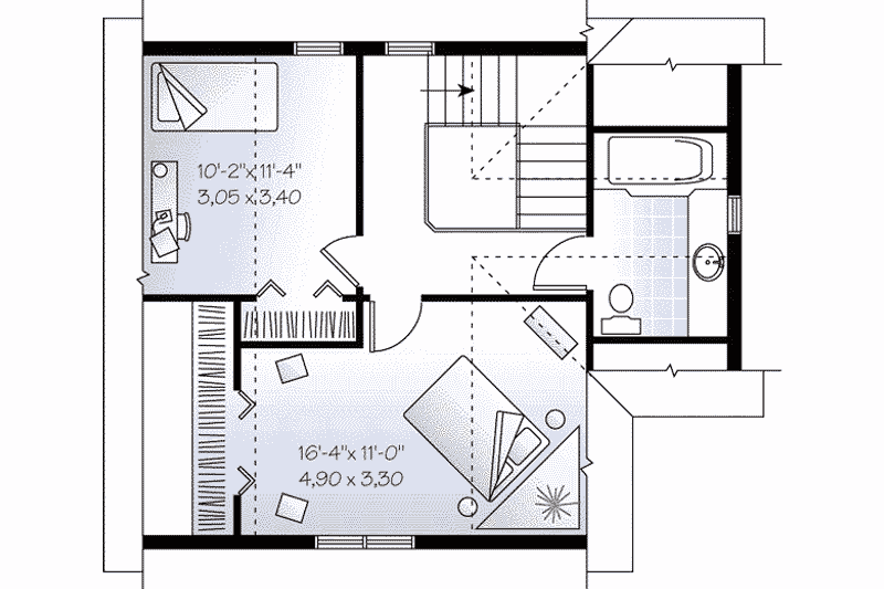 Architectural House Design - Floor Plan - Upper Floor for Country House Plan #23-226 - 2 bed, 1.5 bath
