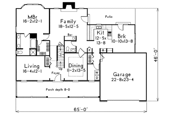Floor Plan - Main Floor for Country House Plan #57-208 - 4 bed, 3.5 bath