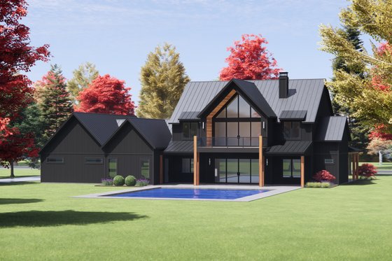 Exterior - Rear Elevation 1 for Farmhouse House Plan #1096-7 - 4 bed, 4.5 bath