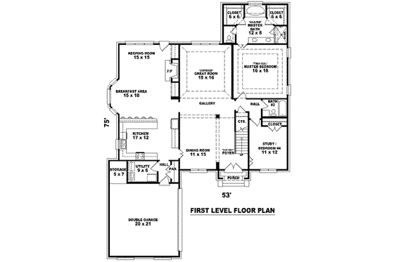 Floor Plan - Main Floor for European House Plan #81-1142 - 3 bed, 3 bath