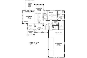 Floor Plan - Main Floor for Craftsman House Plan #51-563 - 4 bed, 4 bath