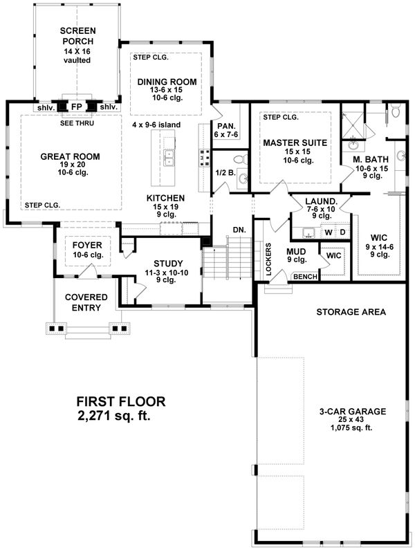 Craftsman Floor Plan - Main Floor Plan #51-563