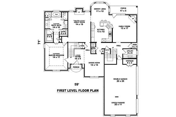 Floor Plan - Main Floor for European House Plan #81-1126 - 4 bed, 3.5 bath