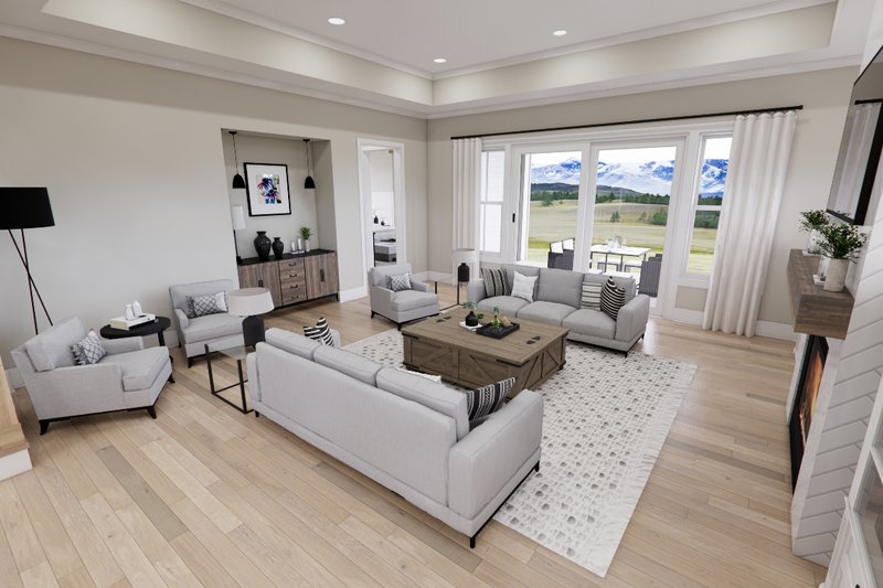 House Blueprint - Interior - Family Room for Farmhouse House Plan #51-1283 - 3 bed, 3.5 bath