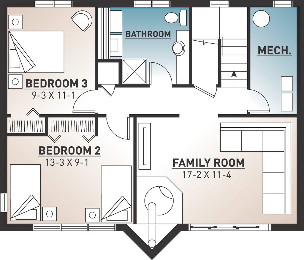 Modern Style House Plan - 3 Beds 2 Baths 1873 Sq/Ft Plan #23-2023