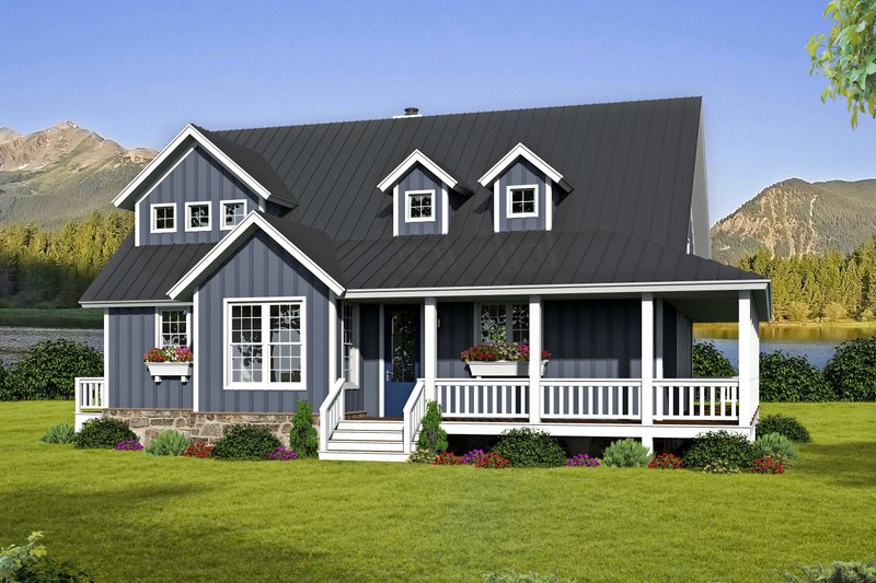 Architectural House Design - Country Exterior - Front Elevation Plan #932-33