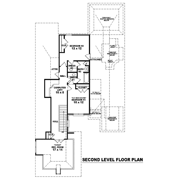 Colonial Floor Plan - Upper Floor Plan #81-1528