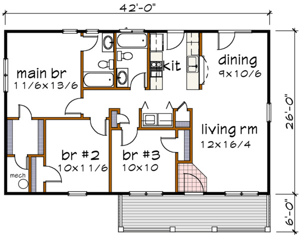 Home Plan - Country Floor Plan - Main Floor Plan #79-118