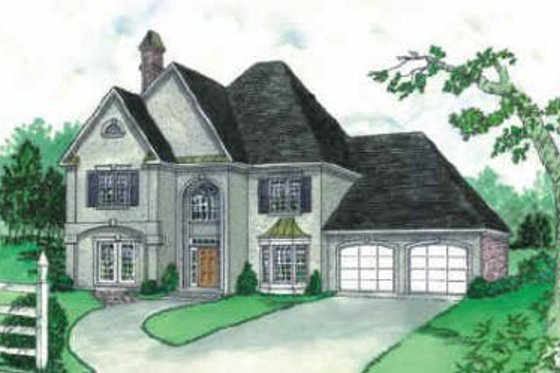 Exterior - Front Elevation for European House Plan #16-206 - 4 bed, 2.5 bath