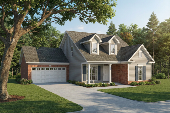 Exterior - Front Elevation for Traditional House Plan #17-196 - 3 bed, 2 bath