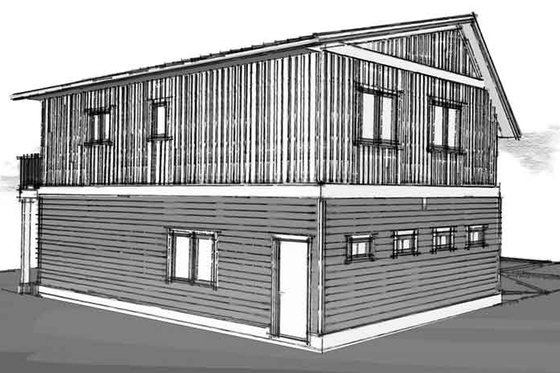 Exterior - Rear Elevation for Farmhouse House Plan #1101-51 - 2 bed, 1 bath