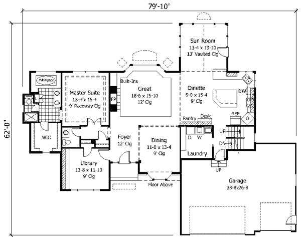 European Floor Plan - Main Floor Plan #51-136