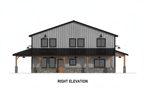 Exterior - Front Elevation 8 for Barndominium House Plan #1084-8 - 3 bed, 2.5 bath