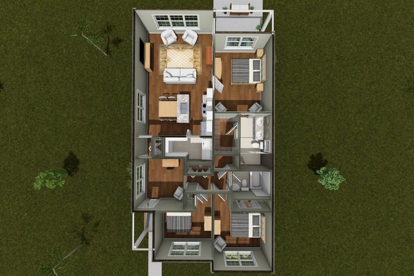 House Blueprint - Floor Plan - Main Floor 1 for Cottage House Plan #513-2438 - 3 bed, 2 bath