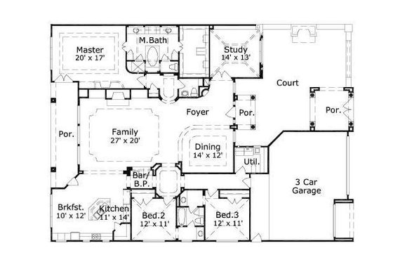 Floor Plan - Main Floor for European House Plan #411-404 - 3 bed, 2.5 bath