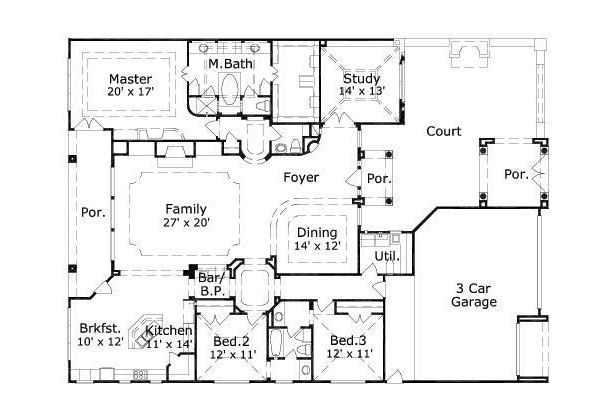 European Floor Plan - Main Floor Plan #411-404