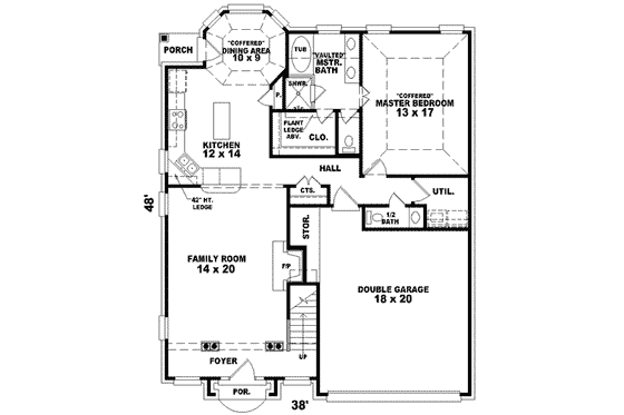 Floor Plan - Main Floor for European House Plan #81-704 - 3 bed, 2.5 bath