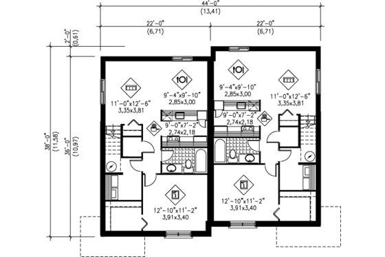 Floor Plan - Lower Floor for Victorian House Plan #25-350 - 3 bed, 1.5 bath