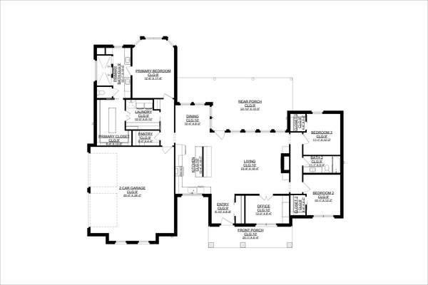 Architectural House Design - Floor Plan - Main Floor for Craftsman House Plan #1127-10 - 3 bed, 2 bath