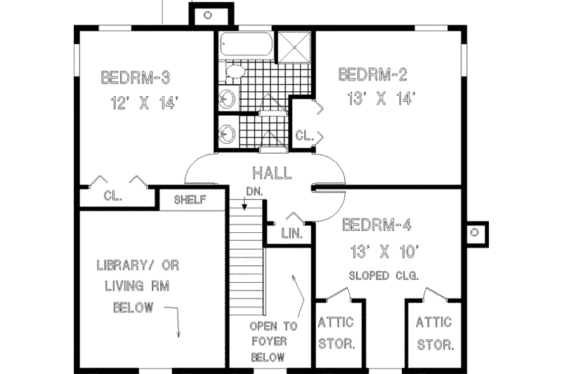 Dream House Plan - Floor Plan - Upper Floor for Farmhouse House Plan #3-189 - 4 bed, 2.5 bath