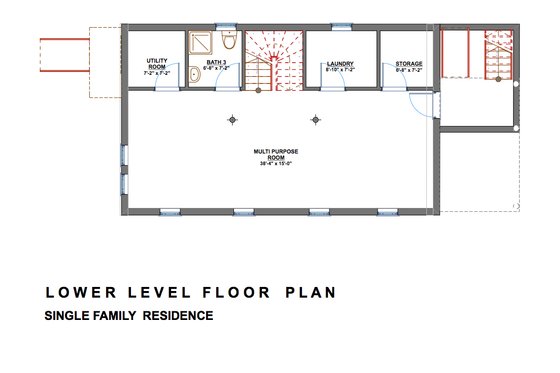 Floor Plan - Lower Floor for Modern House Plan #535-2 - 3 bed, 4.5 bath