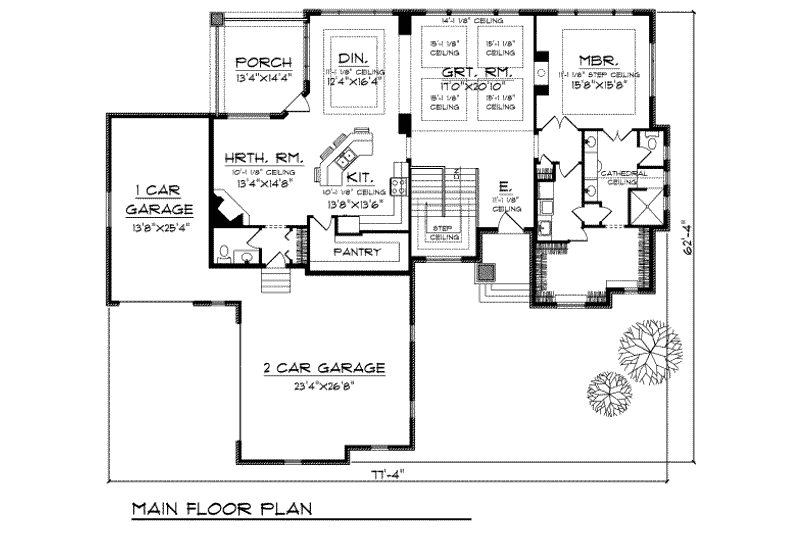 Home Plan - Floor Plan - Main Floor for European House Plan #70-677 - 4 bed, 3.5 bath
