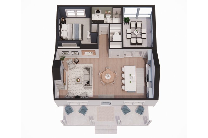 House Blueprint - Floor Plan - Main Floor 1 for Bungalow House Plan #51-1429 - 1 bed, 1 bath