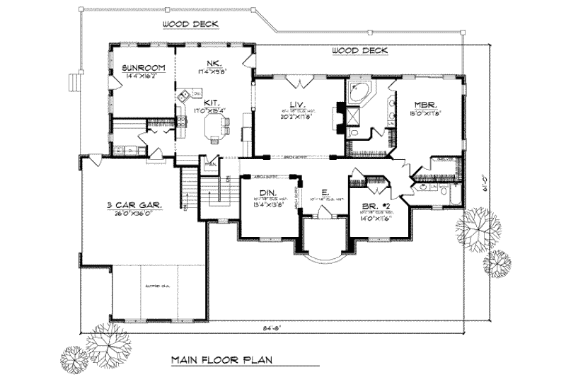 Architectural House Design - Floor Plan - Main Floor for European House Plan #70-406 - 2 bed, 2 bath