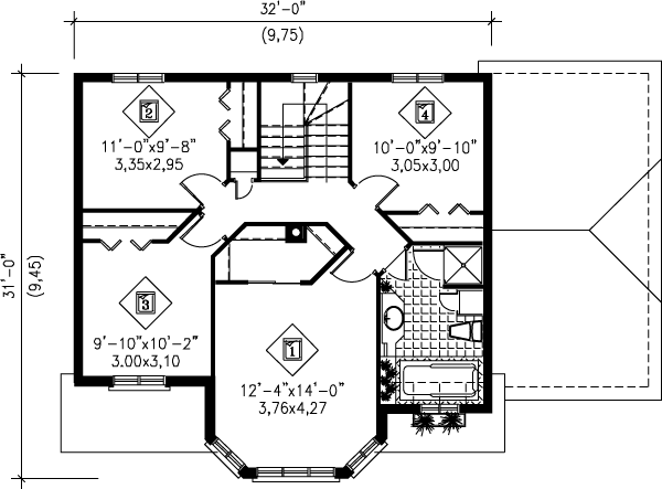 House Design - European Floor Plan - Upper Floor Plan #25-249