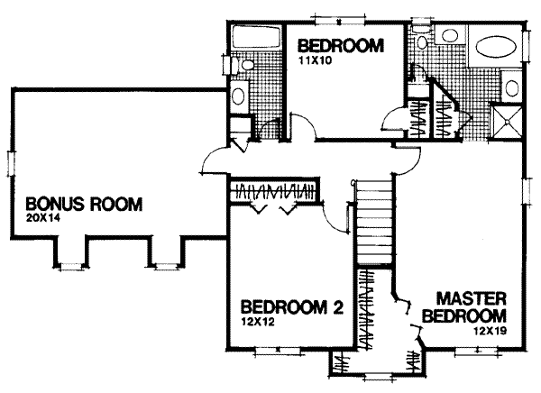 Architectural House Design - Colonial Floor Plan - Upper Floor Plan #56-128