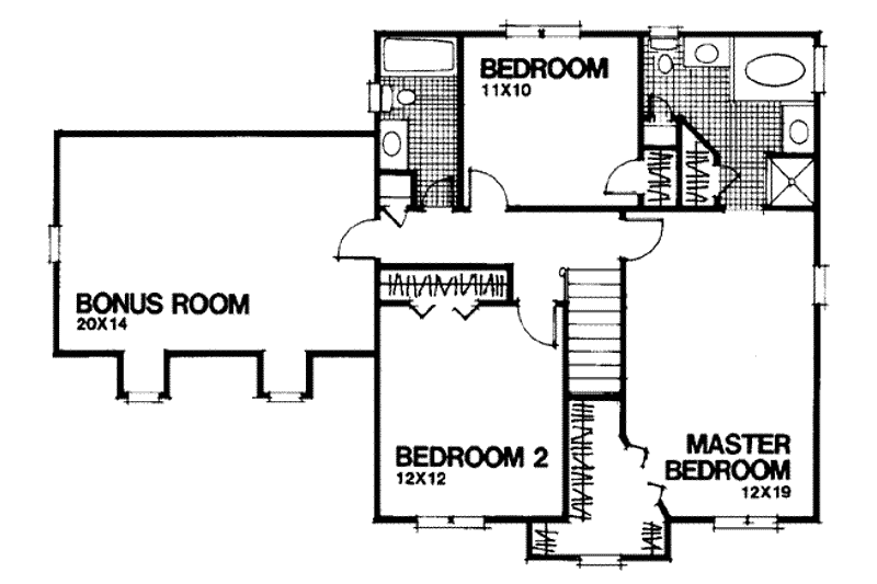 Architectural House Design - Floor Plan - Upper Floor for Colonial House Plan #56-128 - 3 bed, 2.5 bath