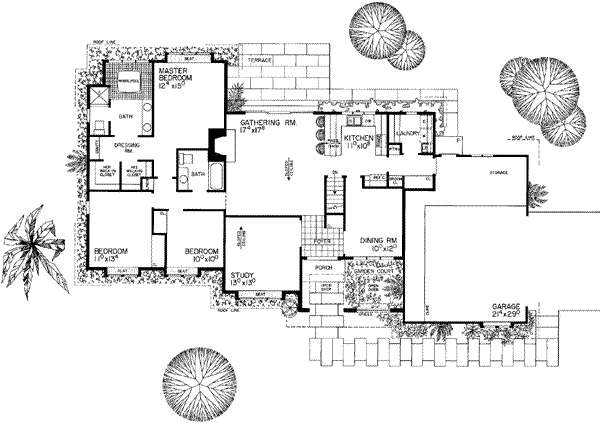 Architectural House Design - Mediterranean Floor Plan - Main Floor Plan #72-121